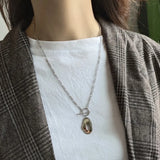 925 Sterling Silver Geometric Pendant Long Necklace