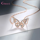 Butterfly Pattern Pendant Necklace Silver Jewelry for Women