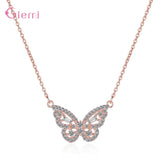 Butterfly Pattern Pendant Necklace Silver Jewelry for Women