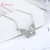 Butterfly Pattern Pendant Necklace Silver Jewelry for Women