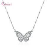 Butterfly Pattern Pendant Necklace Silver Jewelry for Women