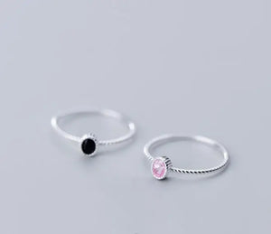 925 Silver Oval Agate Pink Quartz Stone Finger's Ring Women's