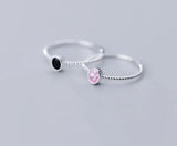 925 Silver Oval Agate Pink Quartz Stone Finger's Ring Women's