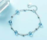 925 Sterling Silver Bracelet with Stone & Polished Bead Chain