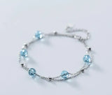 925 Sterling Silver Bracelet with Stone & Polished Bead Chain