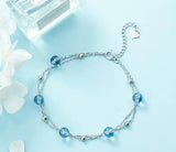 925 Sterling Silver Bracelet with Stone & Polished Bead Chain