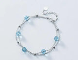 925 Sterling Silver Bracelet with Stone & Polished Bead Chain