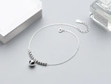 925 Sterling Silver Lucky Round Beads Charms Anklet Bracelet GTLS696