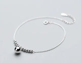 925 Sterling Silver Lucky Round Beads Charms Anklet Bracelet GTLS696