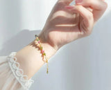 925 Silver Colored Tourmaline Crystal & Pearl Bracelet
