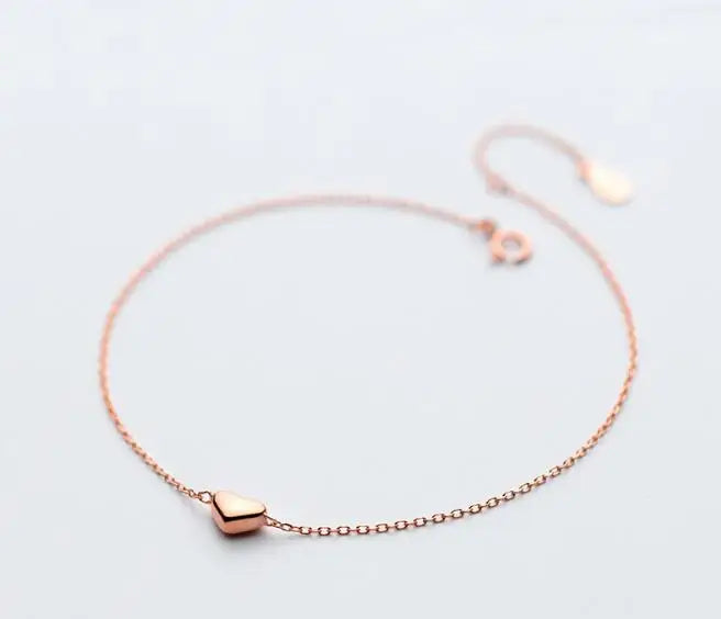 925 Sterling Silver Heart Love Anklet Bracelet GTLS746