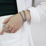 925 Silver Retro Chain Bracelet Bangle - Men's Women's Jewelry