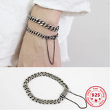 925 Silver Retro Chain Bracelet Bangle - Men's Women's Jewelry