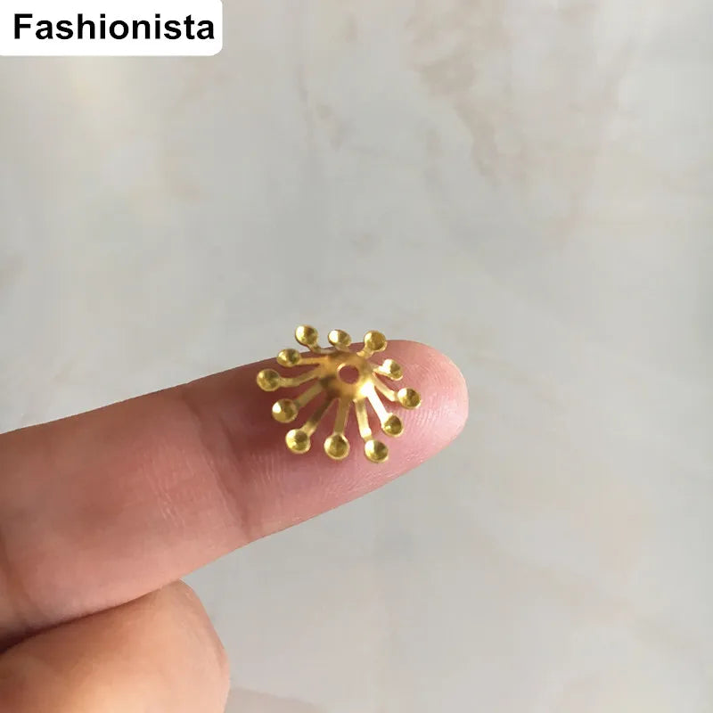 100 Blossom Core Bead Caps 14mm Gold, Silver, Bronze for DIY Jewelry
