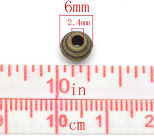 100 Bronze Spacer Beads 6x5mm