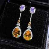 Champagne Zircon Crystal Wedding Earrings