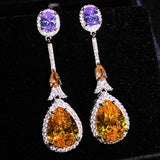 Champagne Zircon Crystal Wedding Earrings