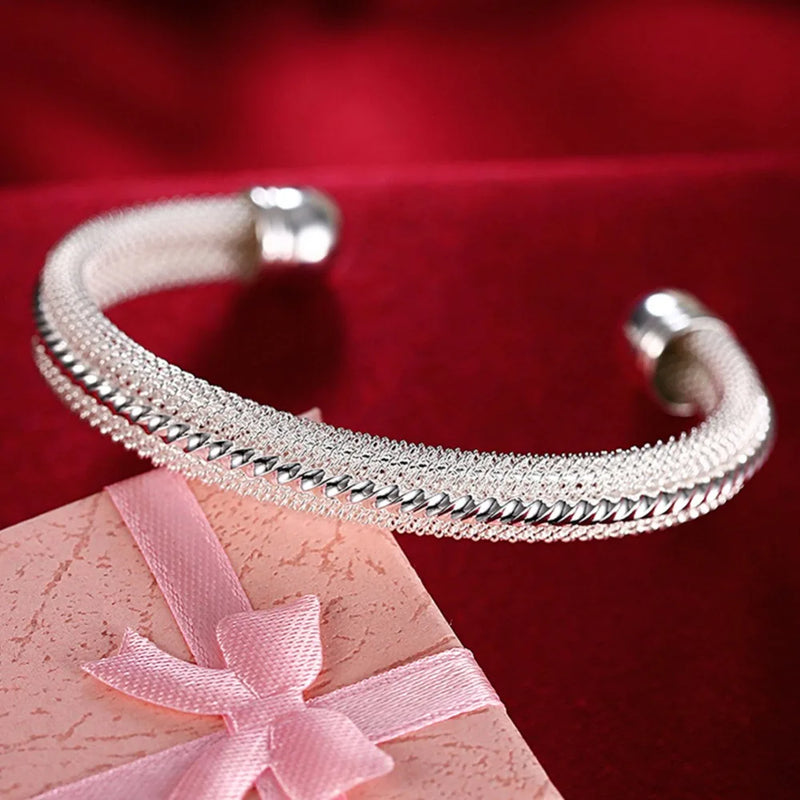 925 Silver Female Cuff Bracelet for Women