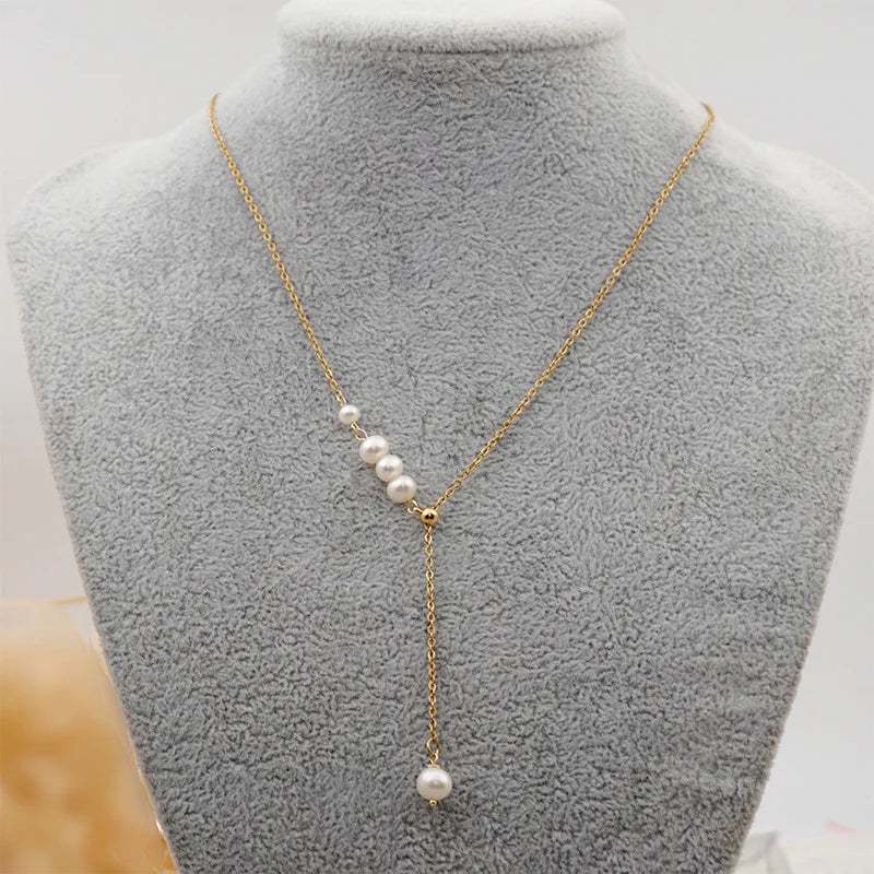 Freshwater Pearl Choker Necklace 14KGF Chain Pendant