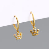 925 Silver Crown CZ Pendant Hoop Earring for Kids