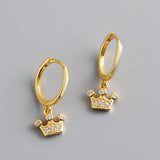 925 Silver Crown CZ Pendant Hoop Earring for Kids
