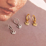 925 Silver Crown CZ Pendant Hoop Earring for Kids