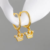 925 Silver Crown CZ Pendant Hoop Earring for Kids