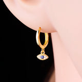 925 Silver Evil Eye Zircon Pendant Piercing Hoop Earring