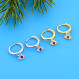 925 Silver Evil Eye Zircon Pendant Piercing Hoop Earring