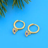 925 Silver Evil Eye Zircon Pendant Piercing Hoop Earring