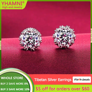 925 Silver Zircon Stud Earrings for Women - Elegant Fashion Jewelry