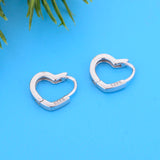 925 Silver Heart Huggie Hoop Earring Women Brinco Pendientes