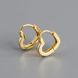 925 Silver Heart Huggie Hoop Earring Women Brinco Pendientes