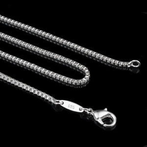 925 Sterling Silver 2MM Box Chain Necklace Men Women Jewelry