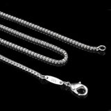 925 Sterling Silver 2MM Box Chain Necklace Men Women Jewelry