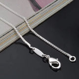 925 Sterling Silver 2MM Box Chain Necklace Men Women Jewelry