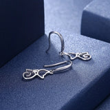 925 Sterling Silver Cat Hook Earrings Silver/Gold Women Jewelry Gift