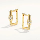 925 Silver Carabiner Hoop Earrings Square 18K Plated Girls Party