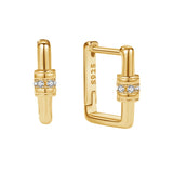 925 Silver Carabiner Hoop Earrings Square 18K Plated Girls Party