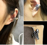 925 Sterling Silver Octopus Ear Clip Cuff Earrings Punk Jewelry