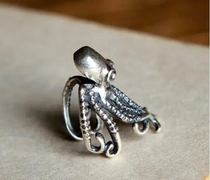 925 Sterling Silver Octopus Ear Clip Cuff Earrings Punk Jewelry