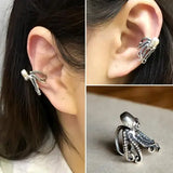 925 Sterling Silver Octopus Ear Clip Cuff Earrings Punk Jewelry