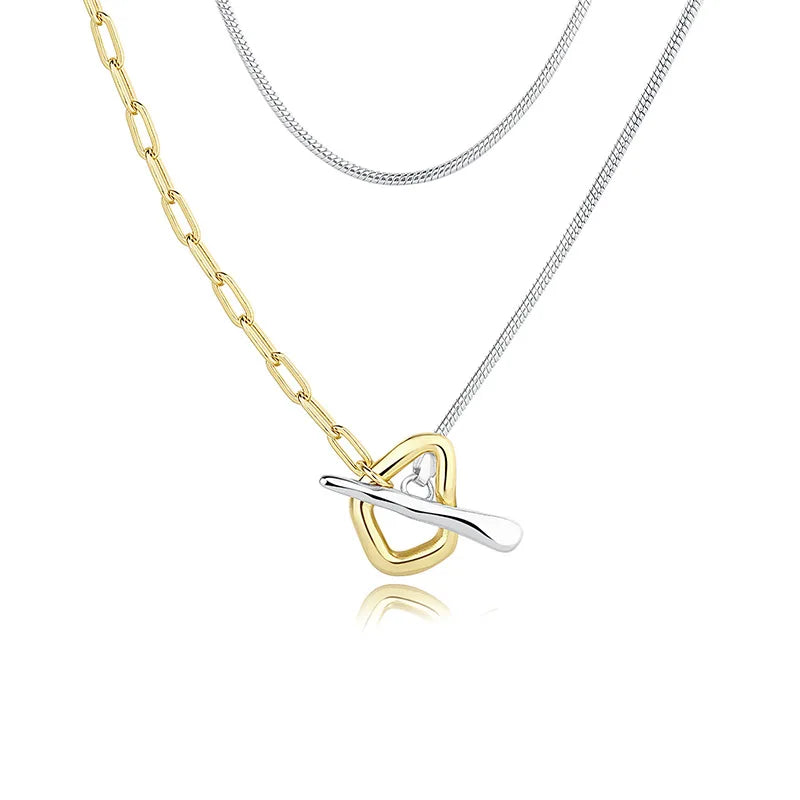 925 Silver Ins Double Layered Collarbone Chain Two-wear Sweater Chain