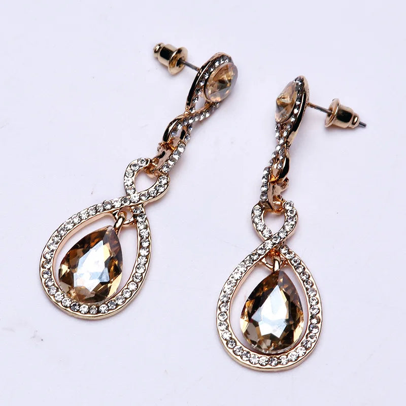 925 Silver Round Gemstone Drop Earrings Wedding Jewelry