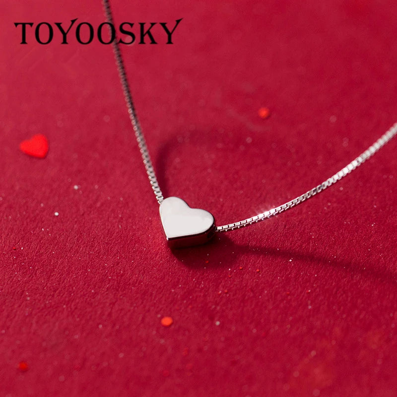 925 Sterling Silver Heart Pendant Necklace 6mm