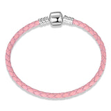 Brown Leather Rope Bracelets 925 Sterling Silver Women Weave Snake Charms