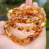 Floral Amber Bracelet for Women Real Flower Irregular Beads
