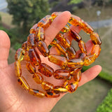 Floral Amber Bracelet for Women Real Flower Irregular Beads