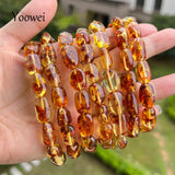 Floral Amber Bracelet for Women Real Flower Irregular Beads