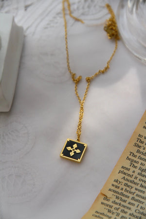 Magic Night Titanium Steel Enamel Star Moon Diamond Necklace